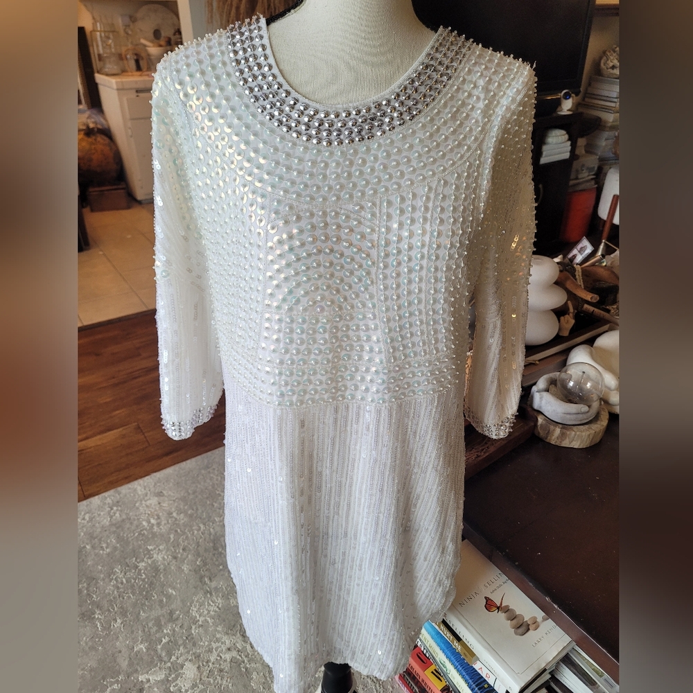 Beautiful Parker Newman Marcus White Beaded Dress